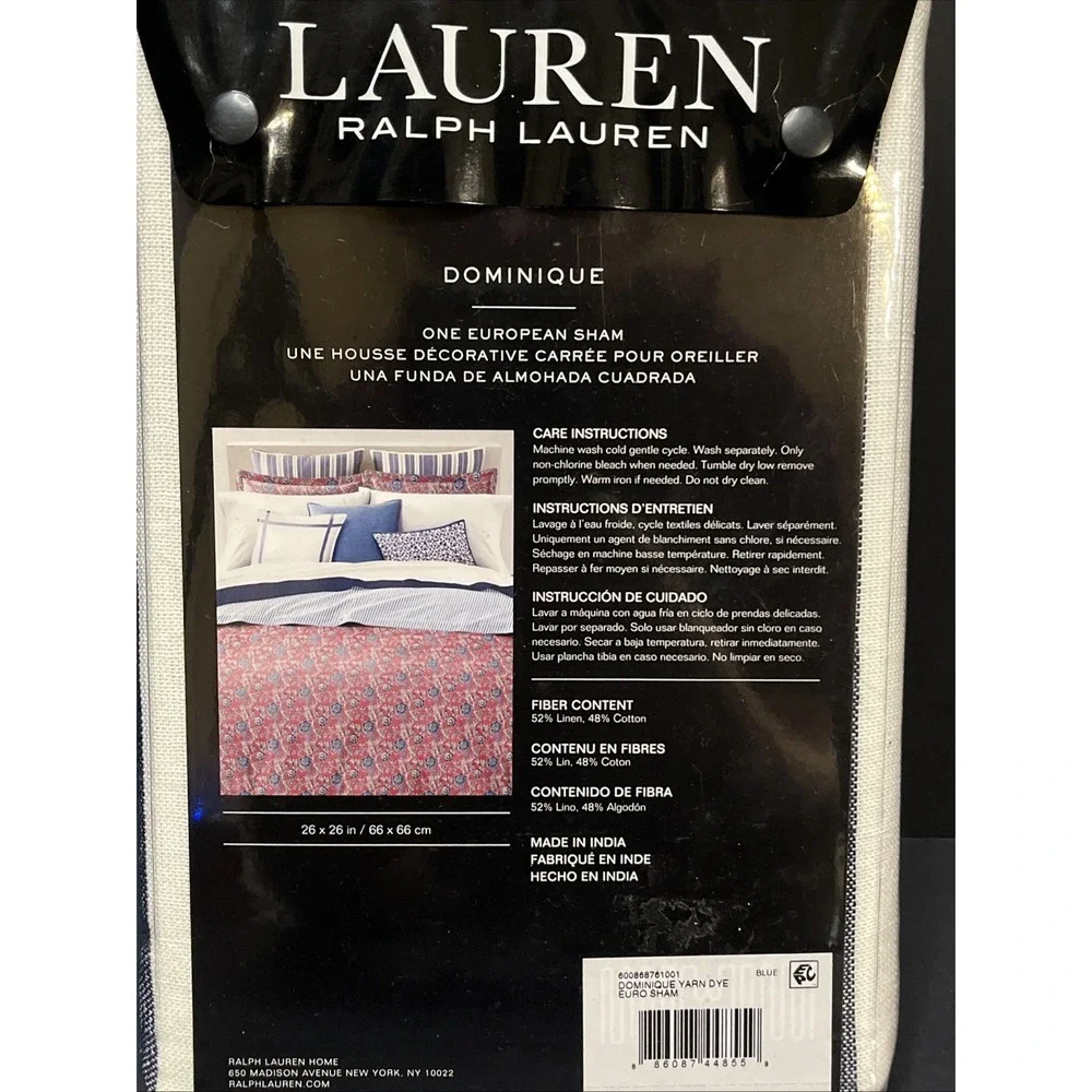 Lauren RALPH LAUREN 1PC DOMINQUE YARN DYE EURO PILLOW SHAM NWT MSRP $150